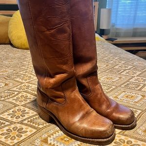 FRYE Campus Saddle Leather Brown Boots 7